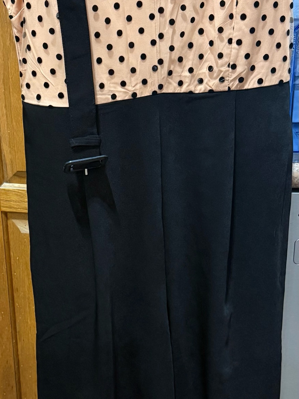 1940s Polka Dot Bodice Black Wide-Leg Jumpsuit